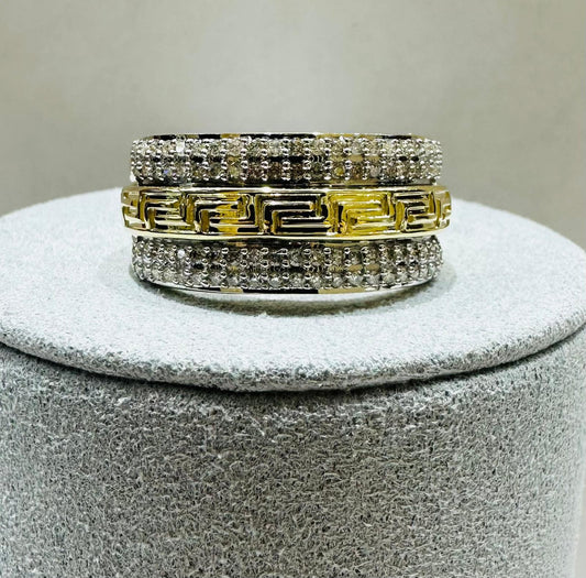 10K YELLOW GOLD NATURAL DIAMOND MENS RING 0.50CT, SIZE-10, 6.2gm