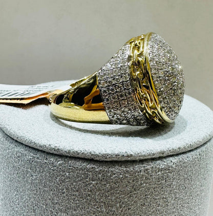 10K YELLOW GOLD NATURAL DIAMOND MENS RING 1.50CT, SIZE-10, 7.8gm