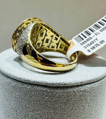 10K YELLOW GOLD NATURAL DIAMOND MENS RING 1.50CT, SIZE-10, 7.8gm