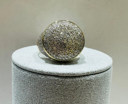 10K YELLOW GOLD NATURAL DIAMOND MENS RING 1.50CT, SIZE-10, 7.8gm