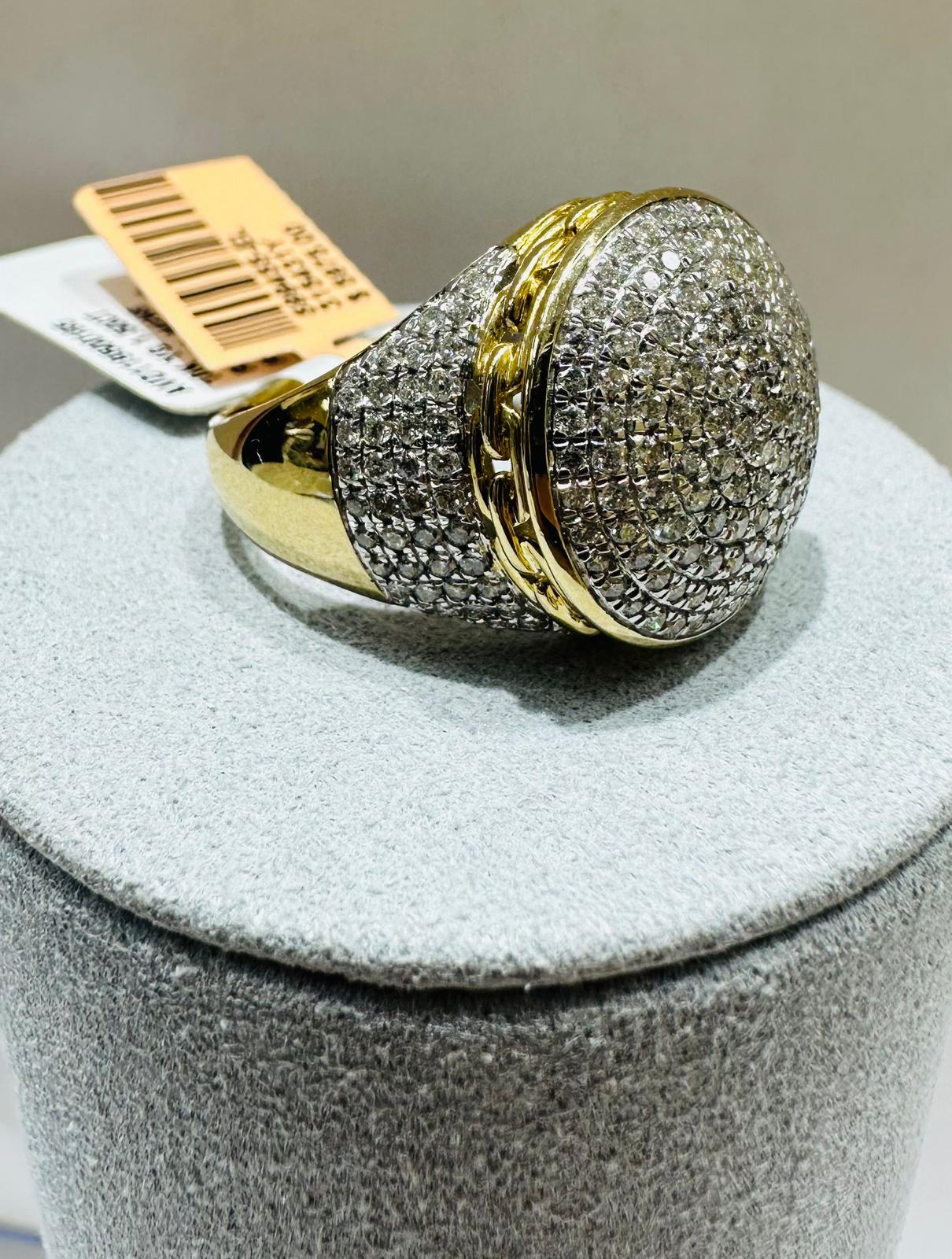 10K YELLOW GOLD NATURAL DIAMOND MENS RING 1.50CT, SIZE-10, 7.8gm