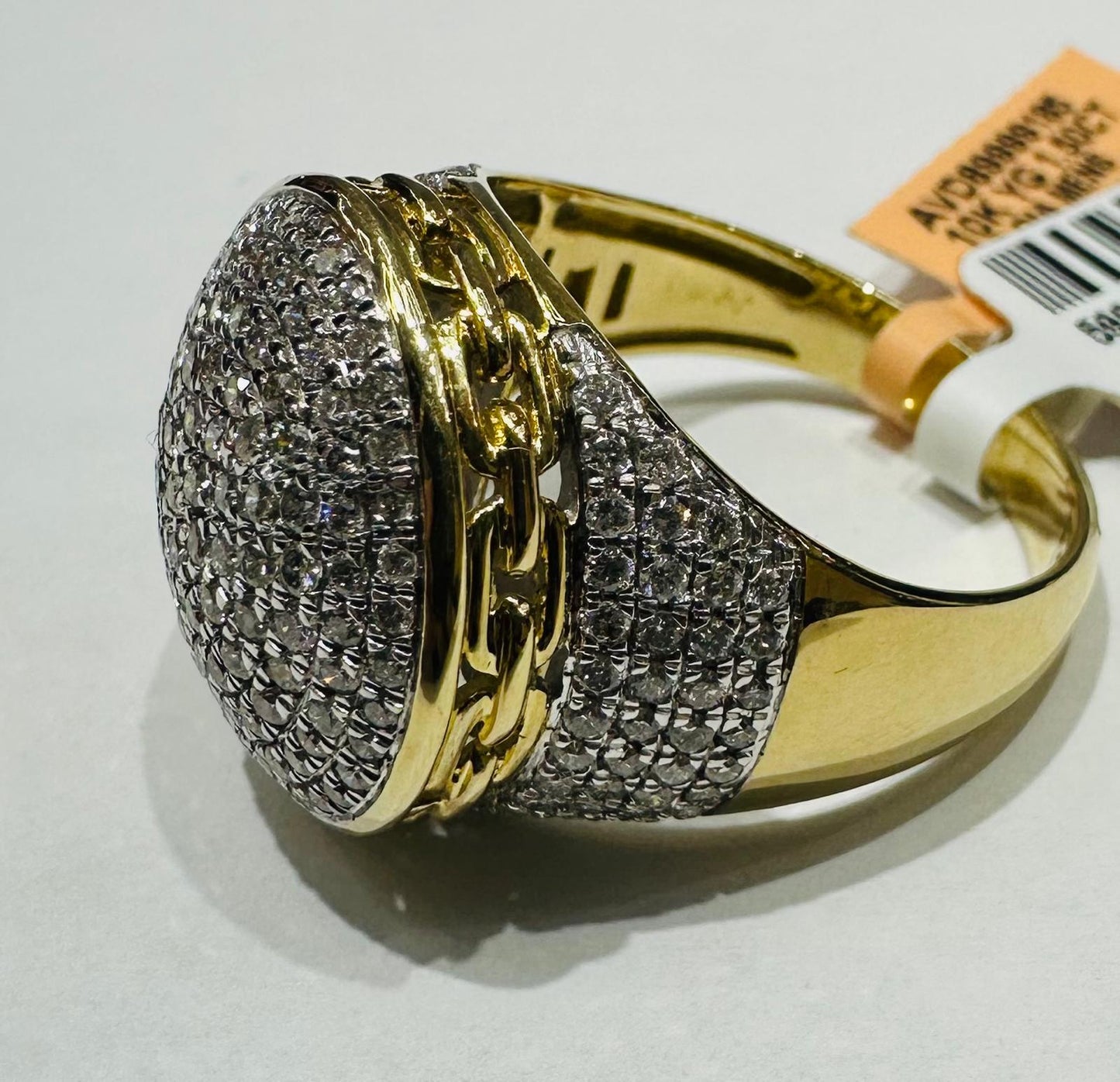 10K YELLOW GOLD NATURAL DIAMOND MENS RING 1.50CT, SIZE-10, 7.8gm