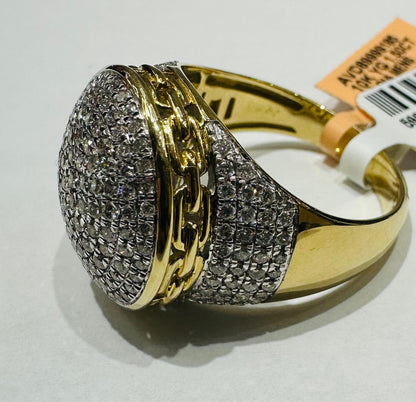 10K YELLOW GOLD NATURAL DIAMOND MENS RING 1.50CT, SIZE-10, 7.8gm