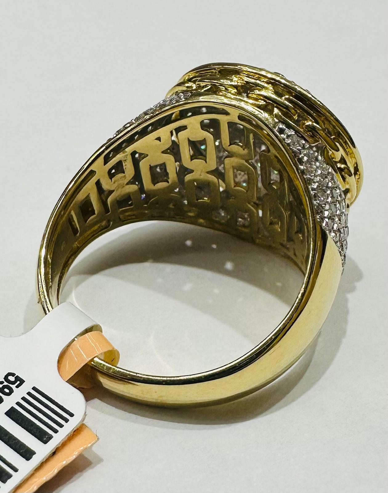 10K YELLOW GOLD NATURAL DIAMOND MENS RING 1.50CT, SIZE-10, 7.8gm