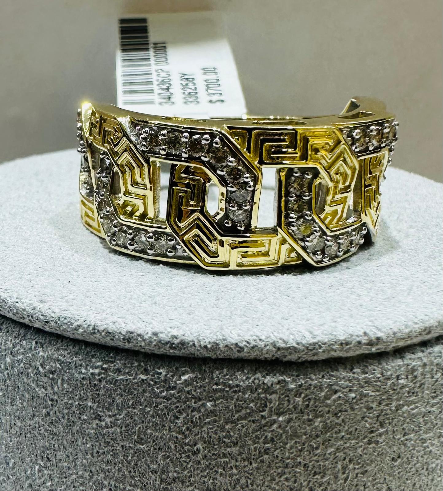 10K YELLOW GOLD NATURAL DIAMOND MENS RING 0.50CT, SIZE-10, 7.7gm