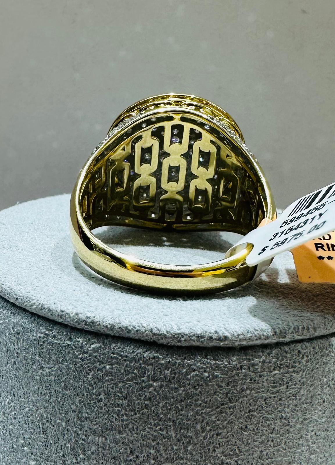 10K YELLOW GOLD NATURAL DIAMOND MENS RING 1.50CT, SIZE-10, 7.8gm