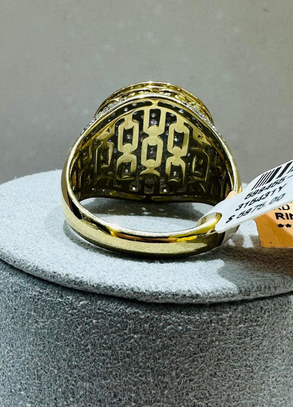 10K YELLOW GOLD NATURAL DIAMOND MENS RING 1.50CT, SIZE-10, 7.8gm