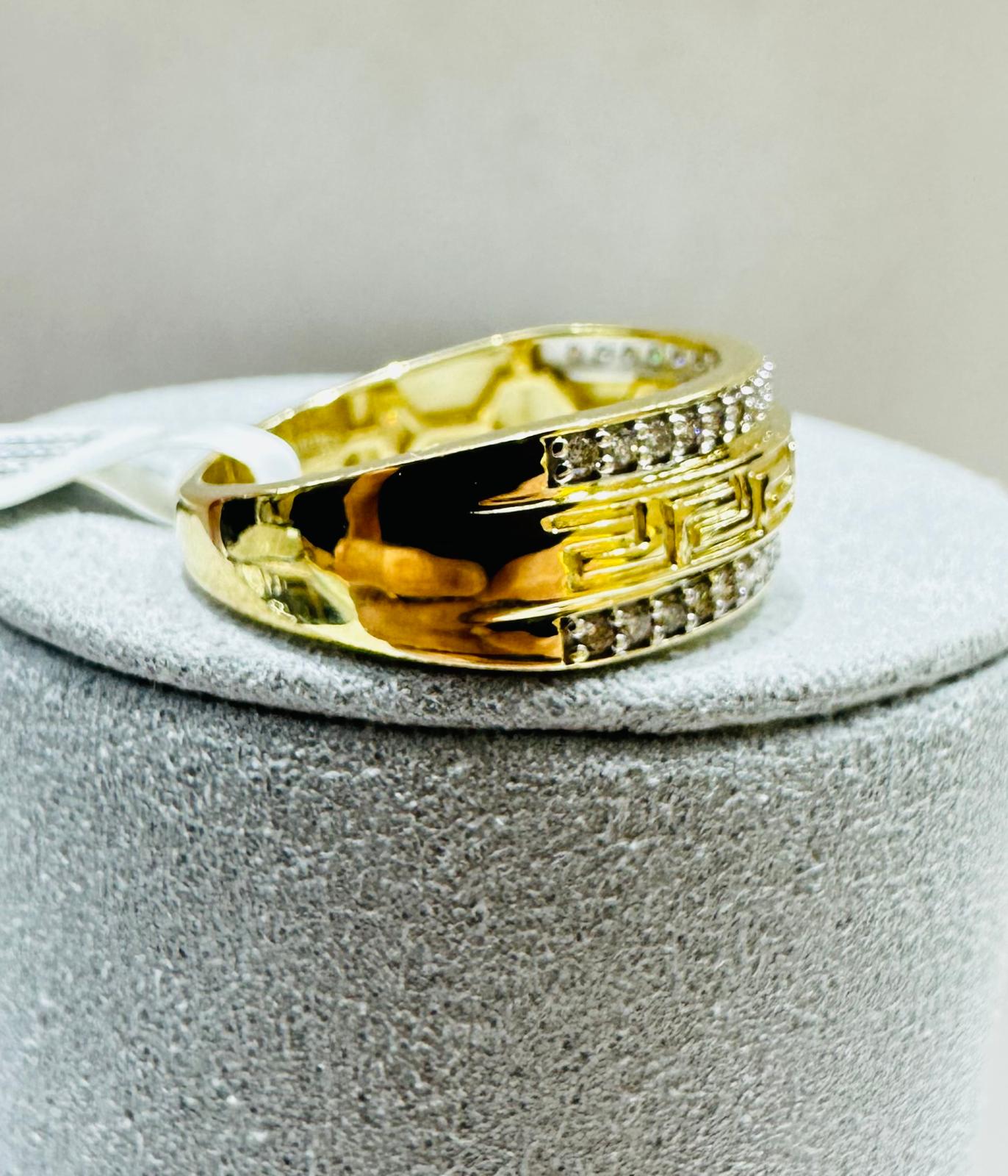 10K YELLOW GOLD NATURAL DIAMOND MENS RING 0.35CT, SIZE-9.5, 5.1gm