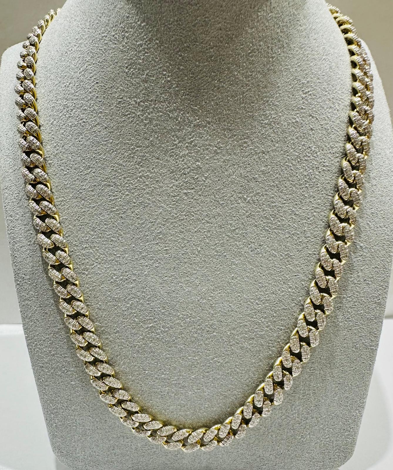 10K YELLOW GOLD NATURAL DIAMOND NECKLACE  2.50CT, 53.5gm