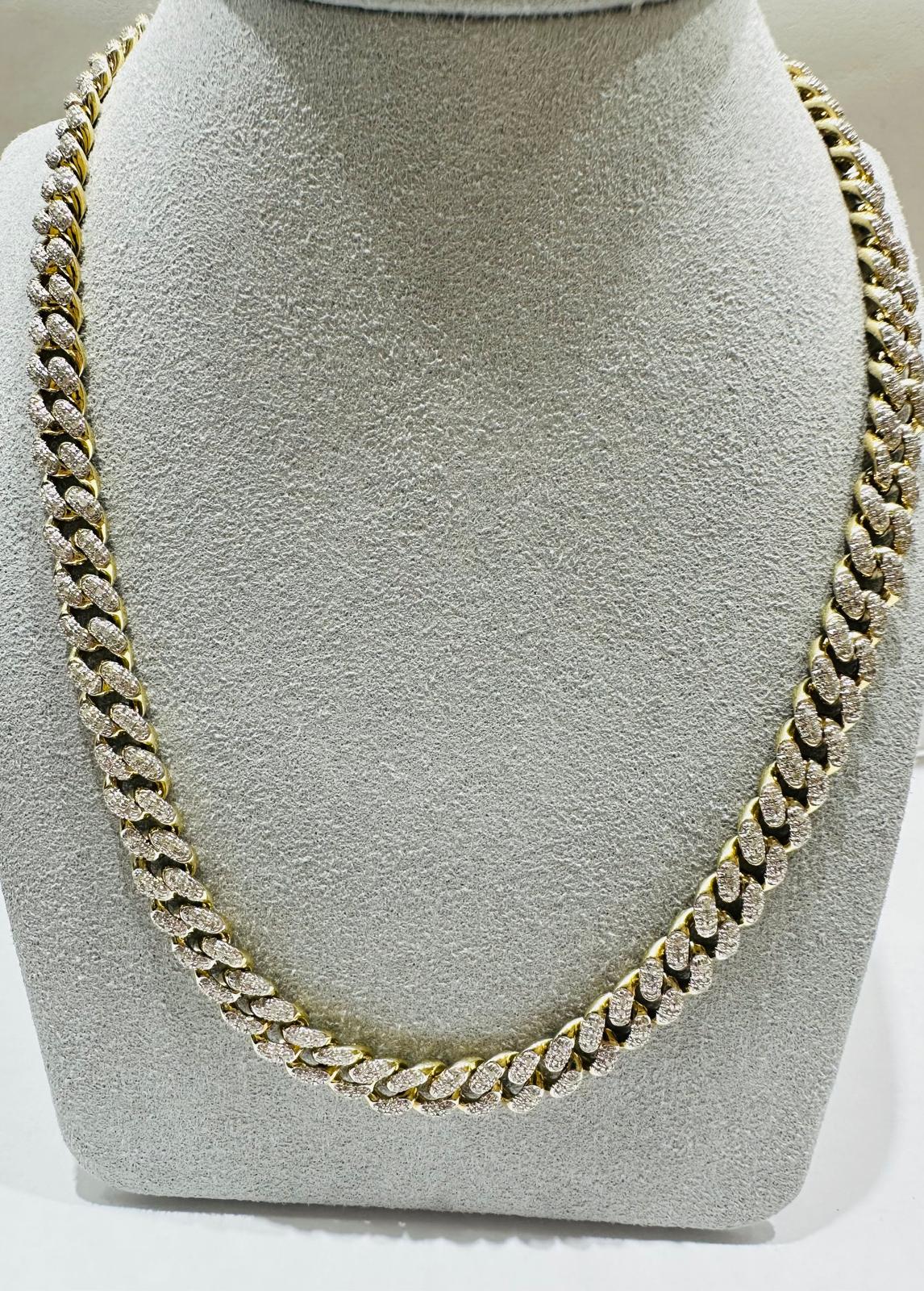 10K YELLOW GOLD NATURAL DIAMOND NECKLACE  2.50CT, 53.5gm