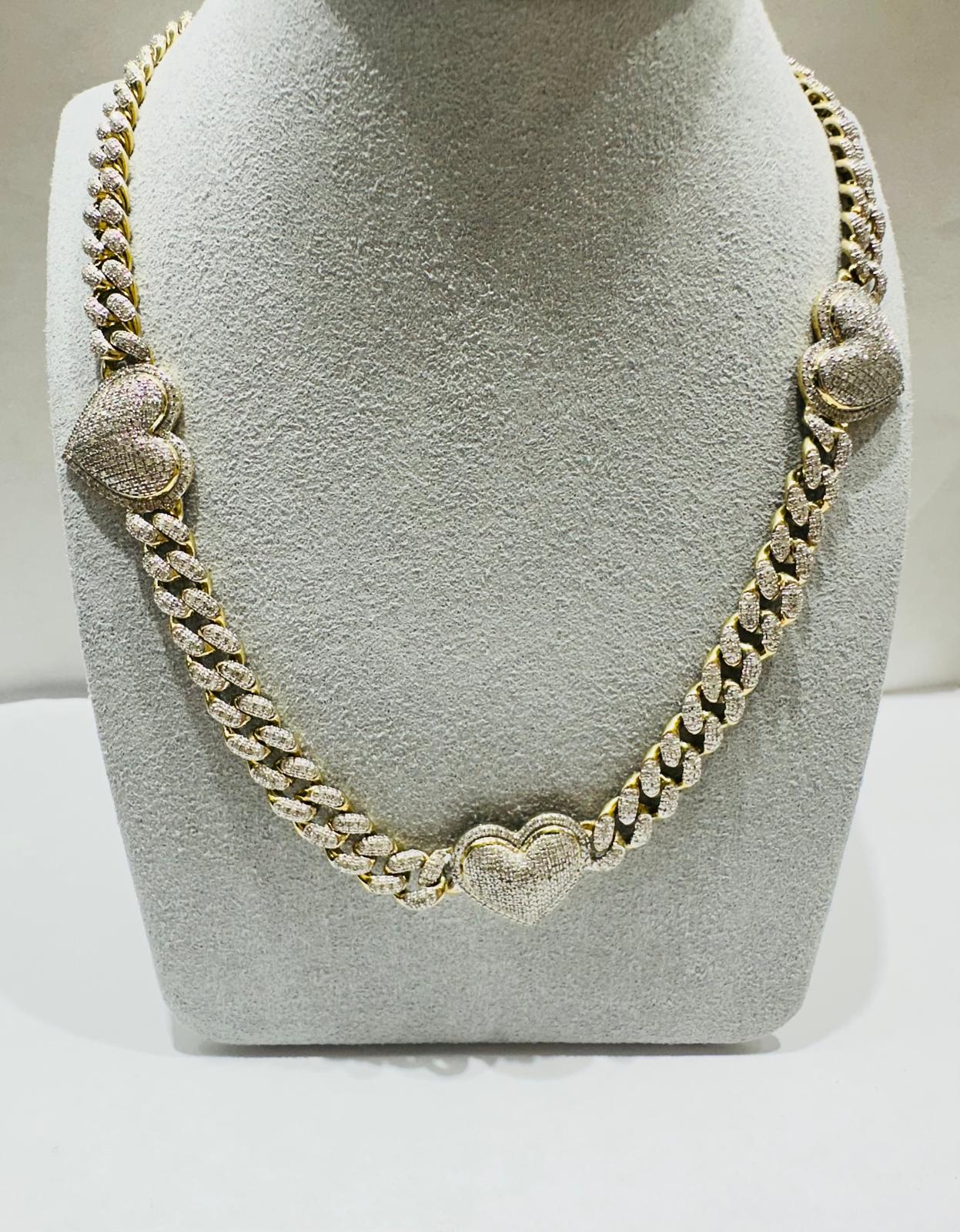 10K YELLOW GOLD NATURAL DIAMOND NECKLACE  2.90CT, 40.0gm