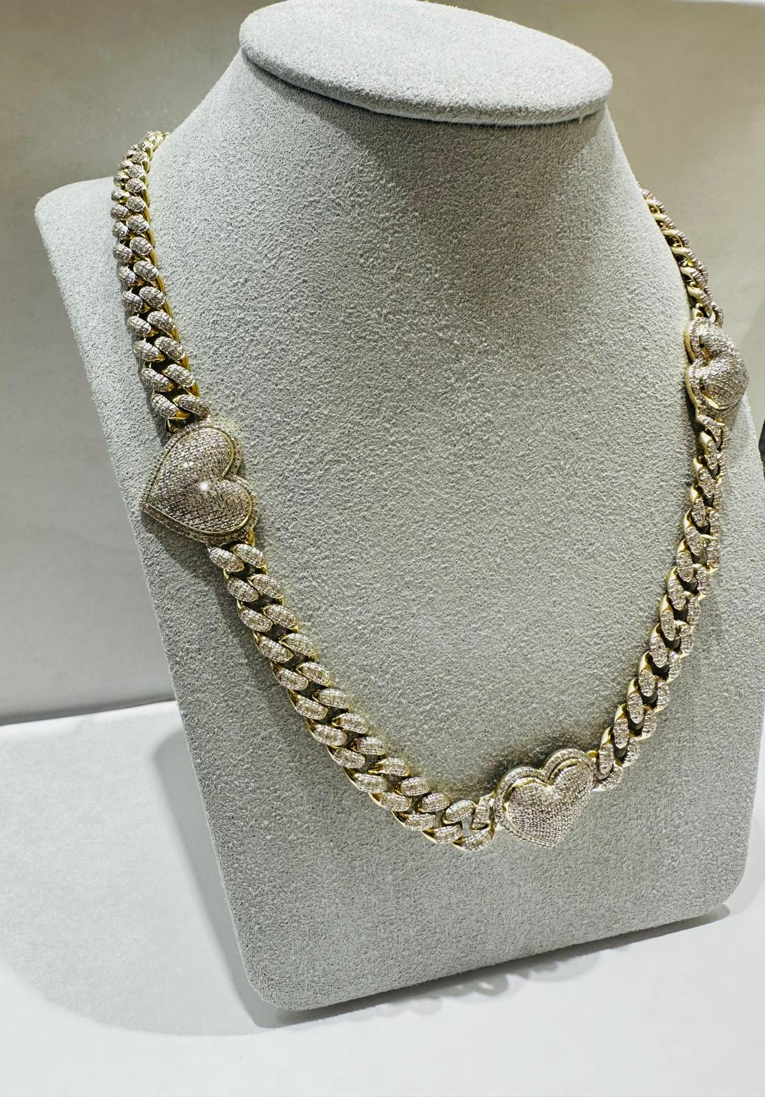 10K YELLOW GOLD NATURAL DIAMOND NECKLACE  2.90CT, 40.0gm