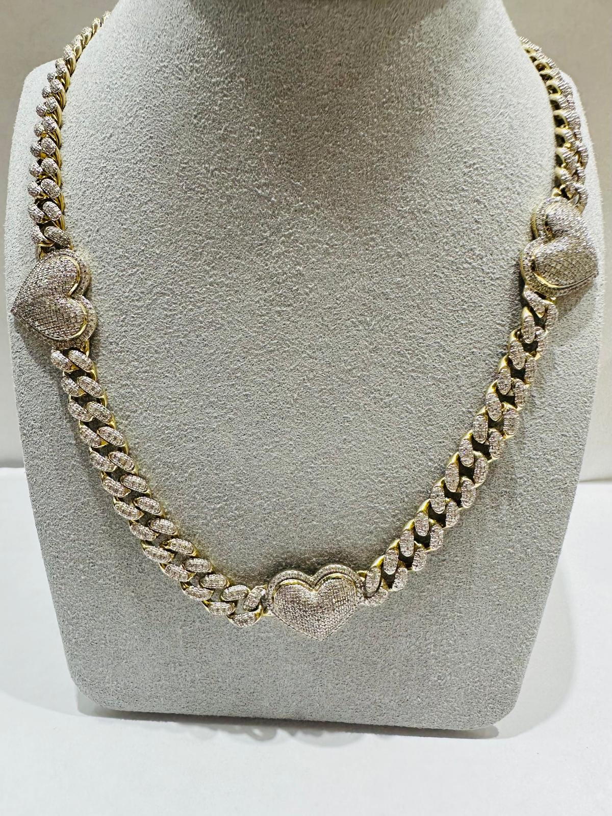 10K YELLOW GOLD NATURAL DIAMOND NECKLACE  2.90CT, 40.0gm
