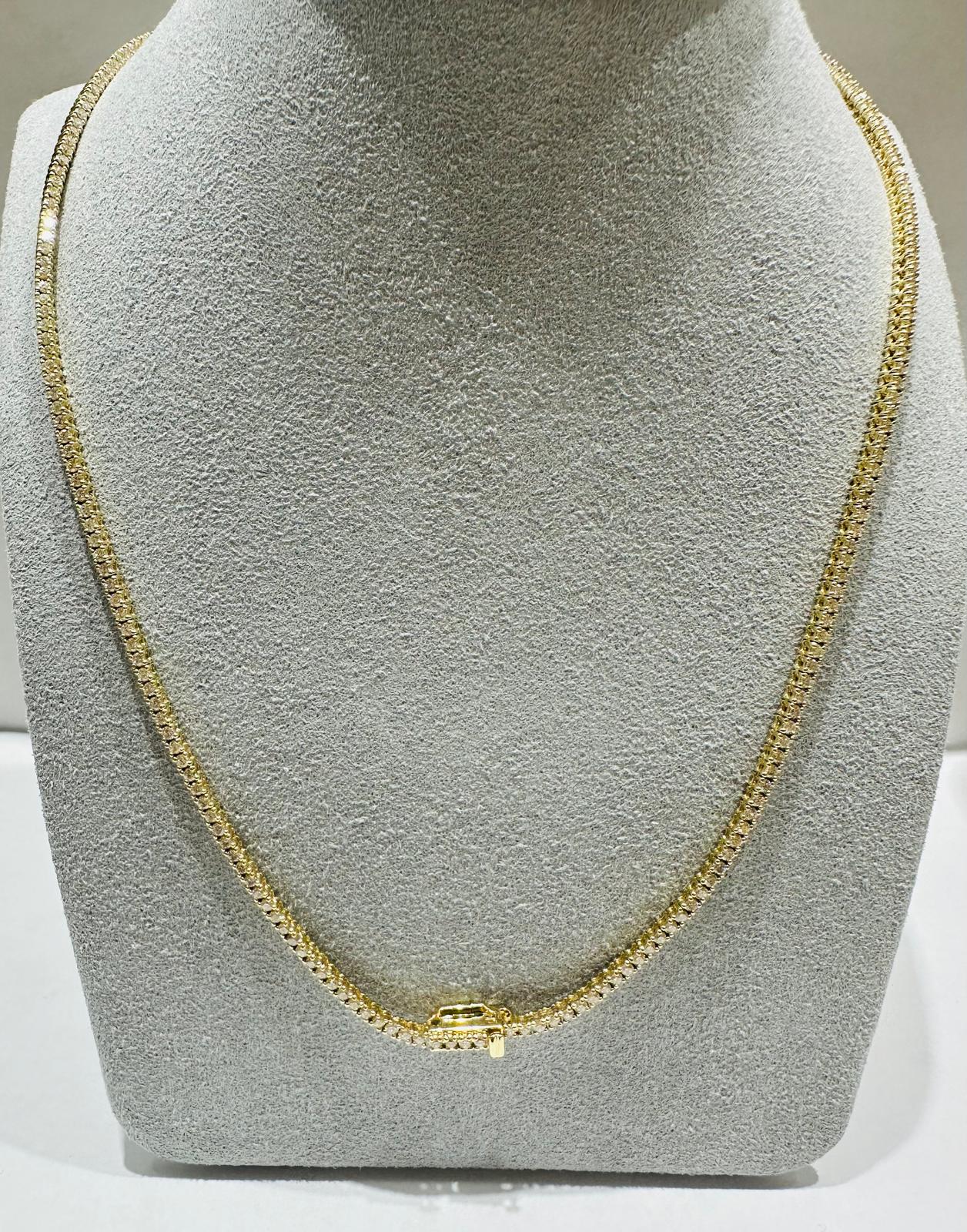 14K YELLOW GOLD NATURAL DIAMOND NECKLACE  3.52CT, 15.0gm