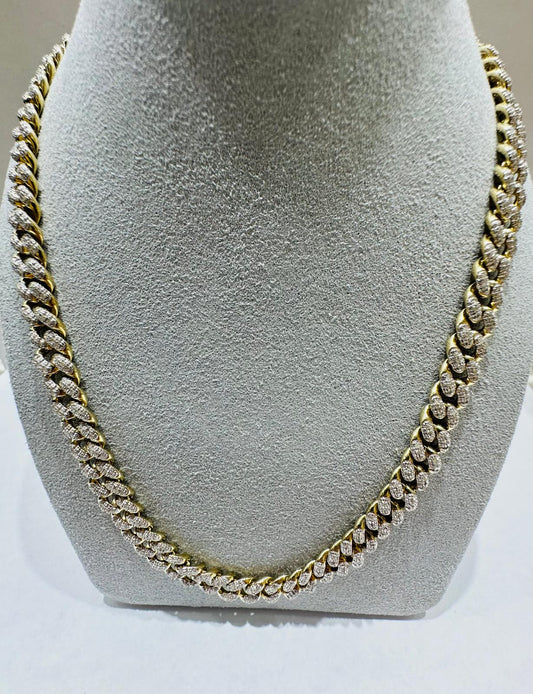 10K YELLOW GOLD NATURAL DIAMOND NECKLACE  2.50CT, 53.5gm