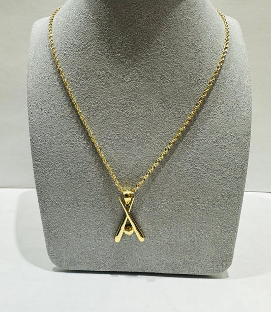 10K GOLD ROPE CHAIN 22", 1.8gm WITH BASE BALL KIT PENDANT 1.1gm