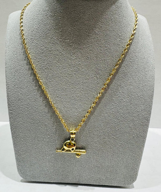 10K GOLD ROPE CHAIN (22", 2.6gm) WITH BASE BALL KIT PENDANT(1.5gm)
