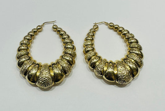 10K GOLD SHRIMP HOOP EARRINGS, WEIGHT: 14.8gm