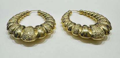 10K GOLD SHRIMP HOOP EARRINGS, WEIGHT: 14.8gm