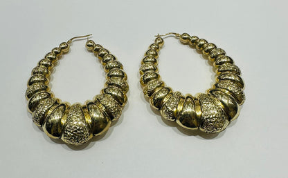 10K GOLD SHRIMP HOOP EARRINGS, WEIGHT: 14.8gm