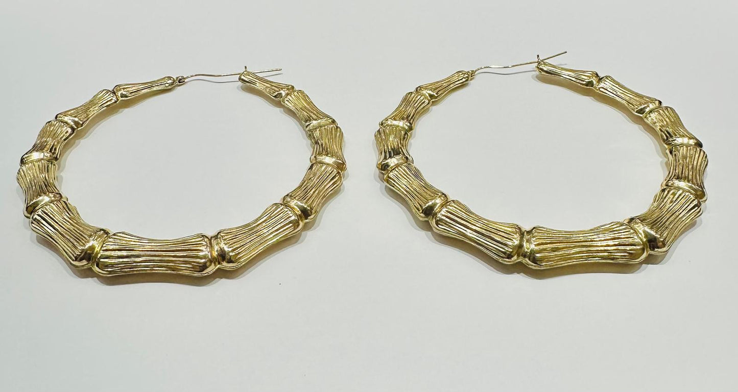 10K GOLD ROUND HOOP EARRINGS, WEIGHT: 15.1gm