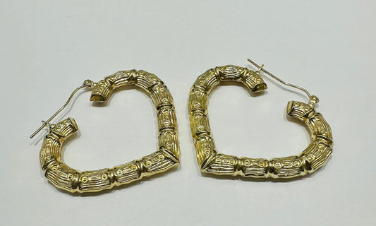 10K YELLOW GOLD HEART SHAPED HOOP EARRINGS, WEIGHT: 4.8gm
