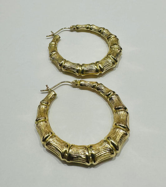 10K YELLOW GOLD ROUND SHAPED HOOP EARRINGS, WEIGHT: 4.0gm