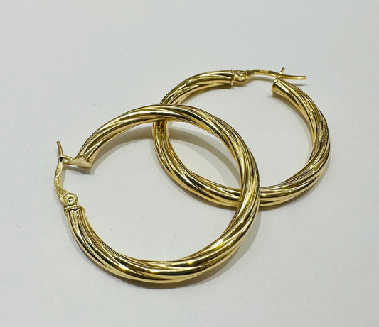 10K YELLOW GOLD ROUND HOOP EARRINGS, WEIGHT: 4.9gm