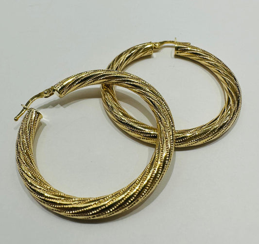 10K YELLOW GOLD ROUND HOOP EARRINGS, WEIGHT: 4.0gm