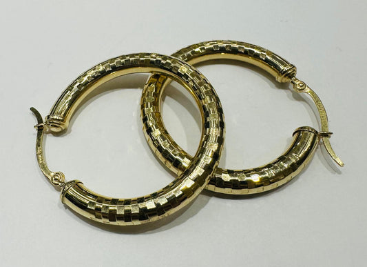 10K YELLOW GOLD ROUND HOOP EARRINGS, WEIGHT: 3.9gm