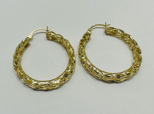 10K YELLOW GOLD ROUND TURKISH HOOP EARRINGS, WEIGHT: 7.2gm