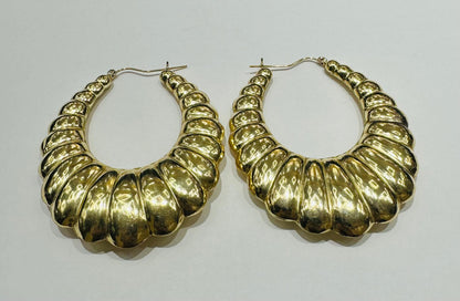 10K GOLD SHRIMP HOOP EARRINGS, WEIGHT: 13.7gm