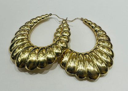 10K GOLD SHRIMP HOOP EARRINGS, WEIGHT: 13.7gm