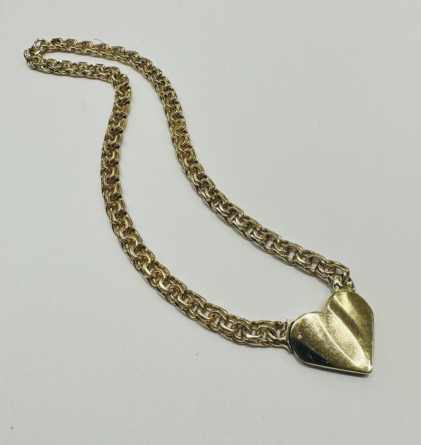 10K GOLD HEART CHINO LINK NECKLACE, WEIGHT: 53.00gm