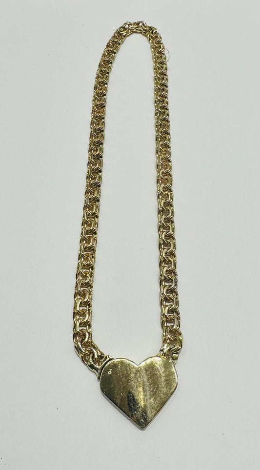 10K GOLD HEART CHINO LINK NECKLACE, WEIGHT: 53.00gm