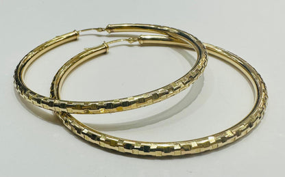 10K GOLD ROUND HOOP EARRINGS, WEIGHT: 6.3gm