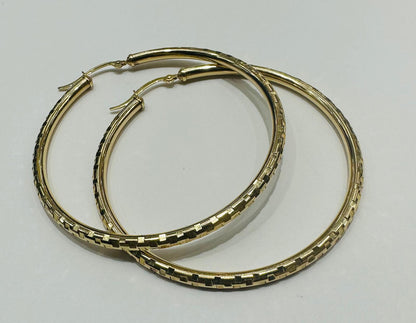 10K GOLD ROUND HOOP EARRINGS, WEIGHT: 6.3gm