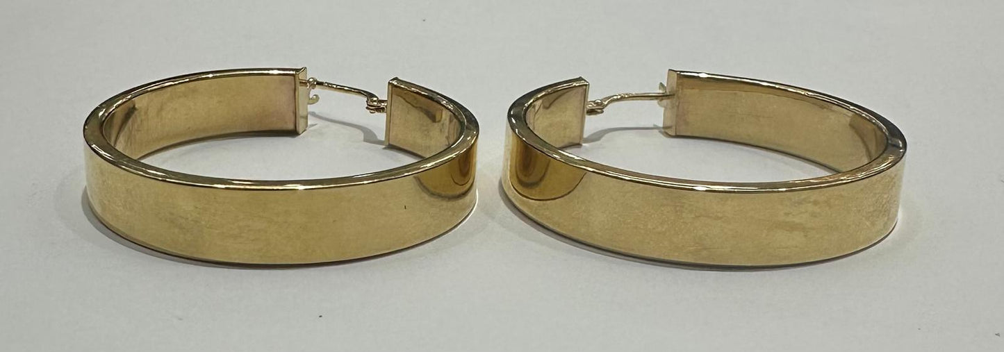 10K GOLD ROUND BANGLE HOOP EARRINGS, WEIGHT: 7.5gm