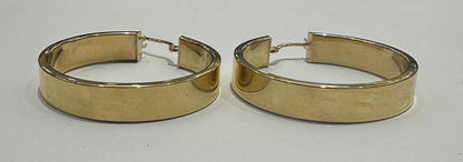 10K GOLD ROUND BANGLE HOOP EARRINGS, WEIGHT: 7.5gm