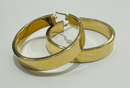 10K GOLD ROUND BANGLE HOOP EARRINGS, WEIGHT: 7.5gm