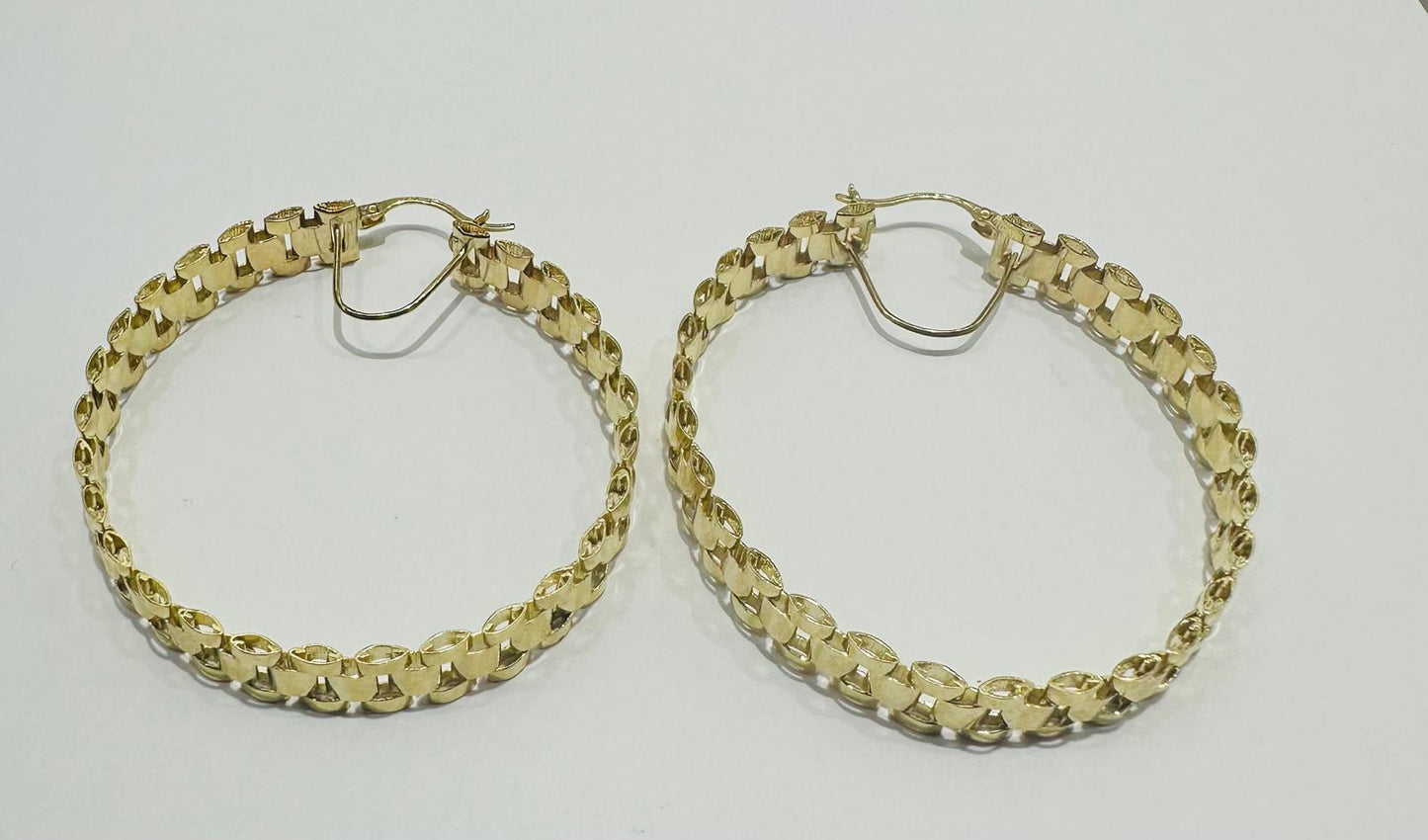 10K GOLD ROLLIE ROUND HOOP EARRINGS, WEIGHT: 17.0gm