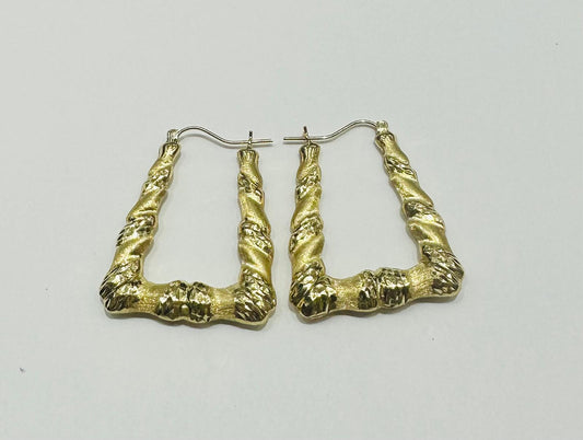 10K GOLD TRIANGLE HOOP EARRINGS, WEIGHT: 4.3gm
