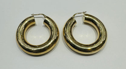 10K YELLOW GOLD TUBE HOOP EARRINGS, WEIGHT: 6.8gm