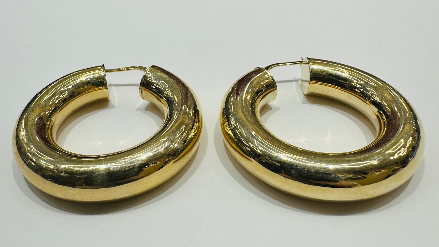 10K YELLOW GOLD TUBE HOOP EARRINGS, WEIGHT: 6.8gm