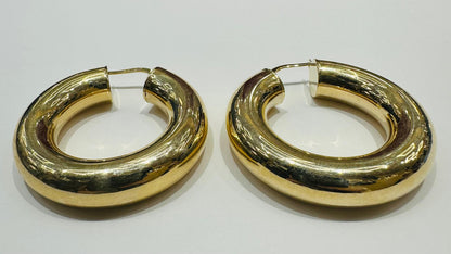 10K YELLOW GOLD TUBE HOOP EARRINGS, WEIGHT: 6.8gm
