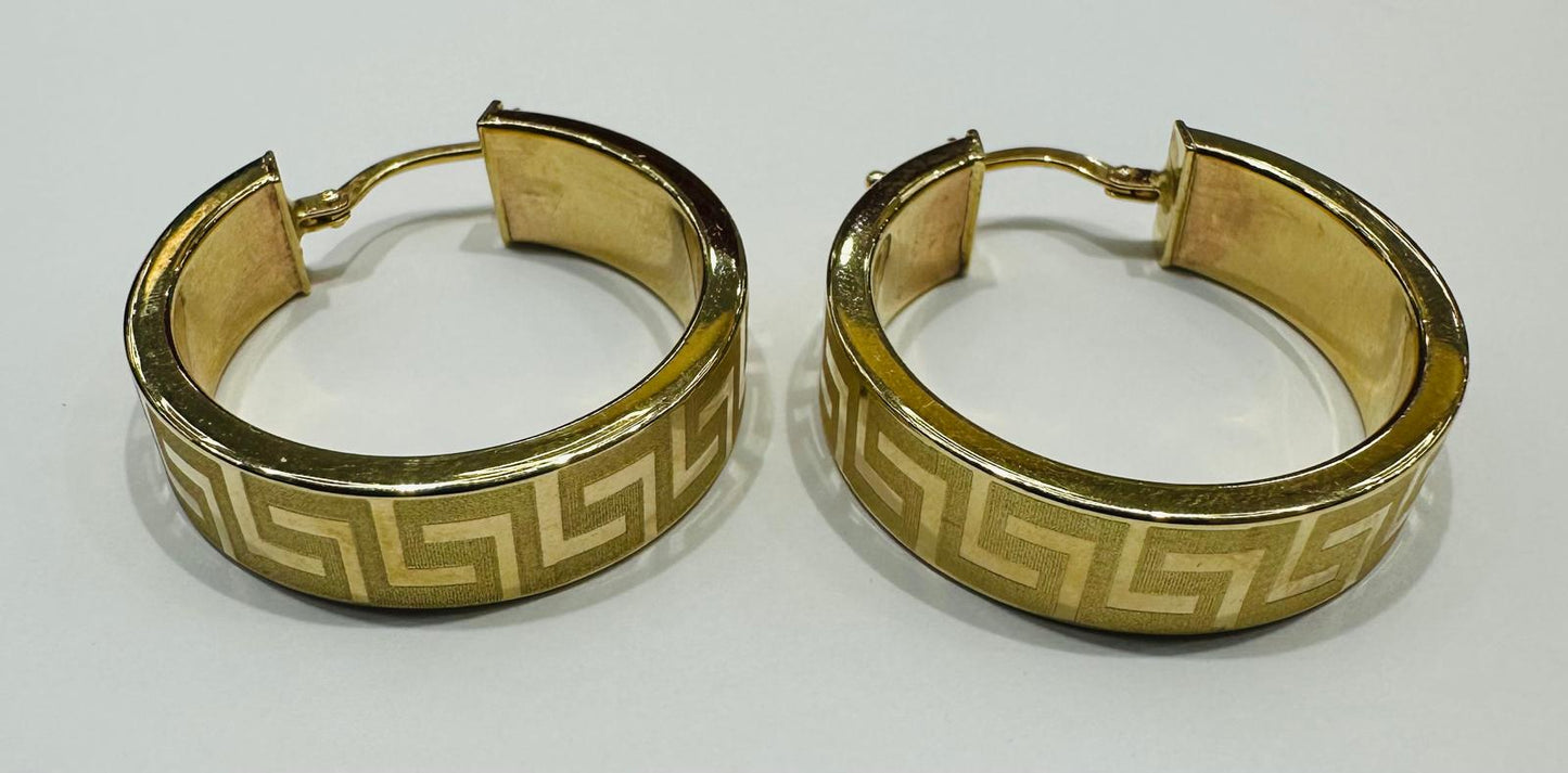 10K YELLOW GOLD VERSACE HOOP EARRINGS, WEIGHT: 4.9gm