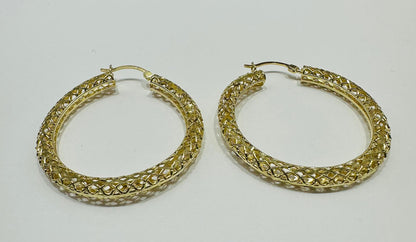 10K GOLD ROUND HOOP EARRINGS, WEIGHT: 5.3gm