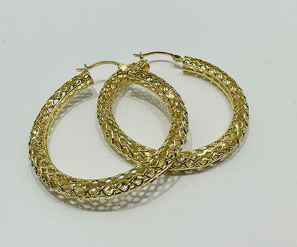10K GOLD ROUND HOOP EARRINGS, WEIGHT: 5.3gm