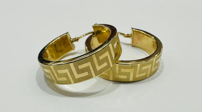 10K YELLOW GOLD VERSACE HOOP EARRINGS, WEIGHT: 4.9gm