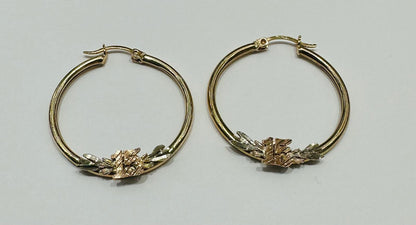 10K YELLOW GOLD QUINCEANERA HOOP EARRINGS, WEIGHT: 3.3gm